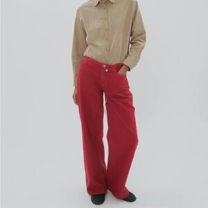 NWT Still Here NYC Cool Jean in Brick Red Cloud Denim 26